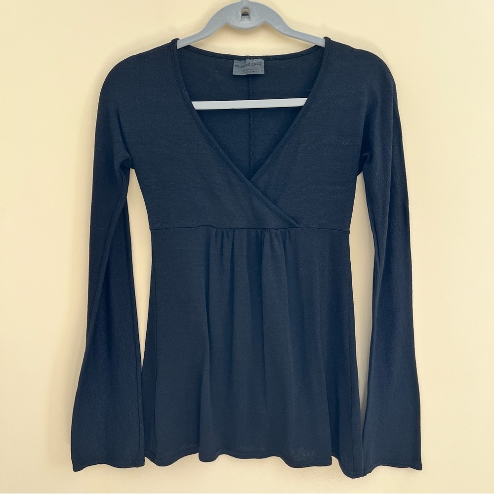 Michael Stars Black Long-Sleeve V-Neck Empire Waist Top